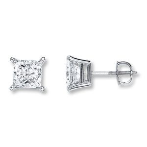 2ct Diamond Studs princess cut